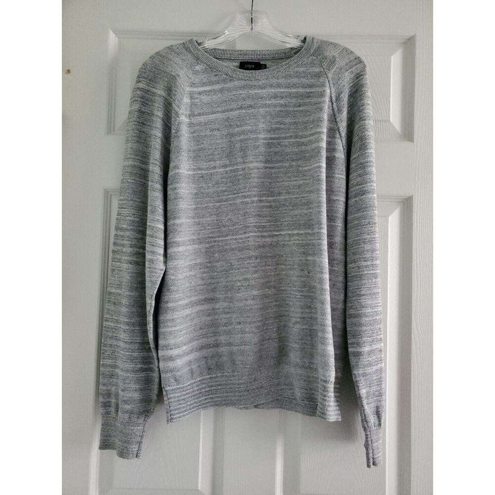 J. Crew Heathered Grey Crewneck Long Sleeve Sweater L Knit Pullover